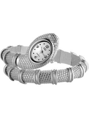 Womens Silver Armband Quartz Hip Hop Wrap Cuff Bracelet Snake Bangle Wrist Watch